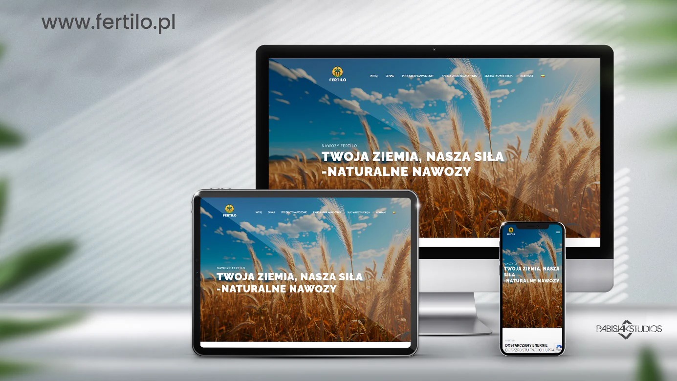 Strona internetowa fertilo.pl na ekranach komputera, tabletu i telefonu